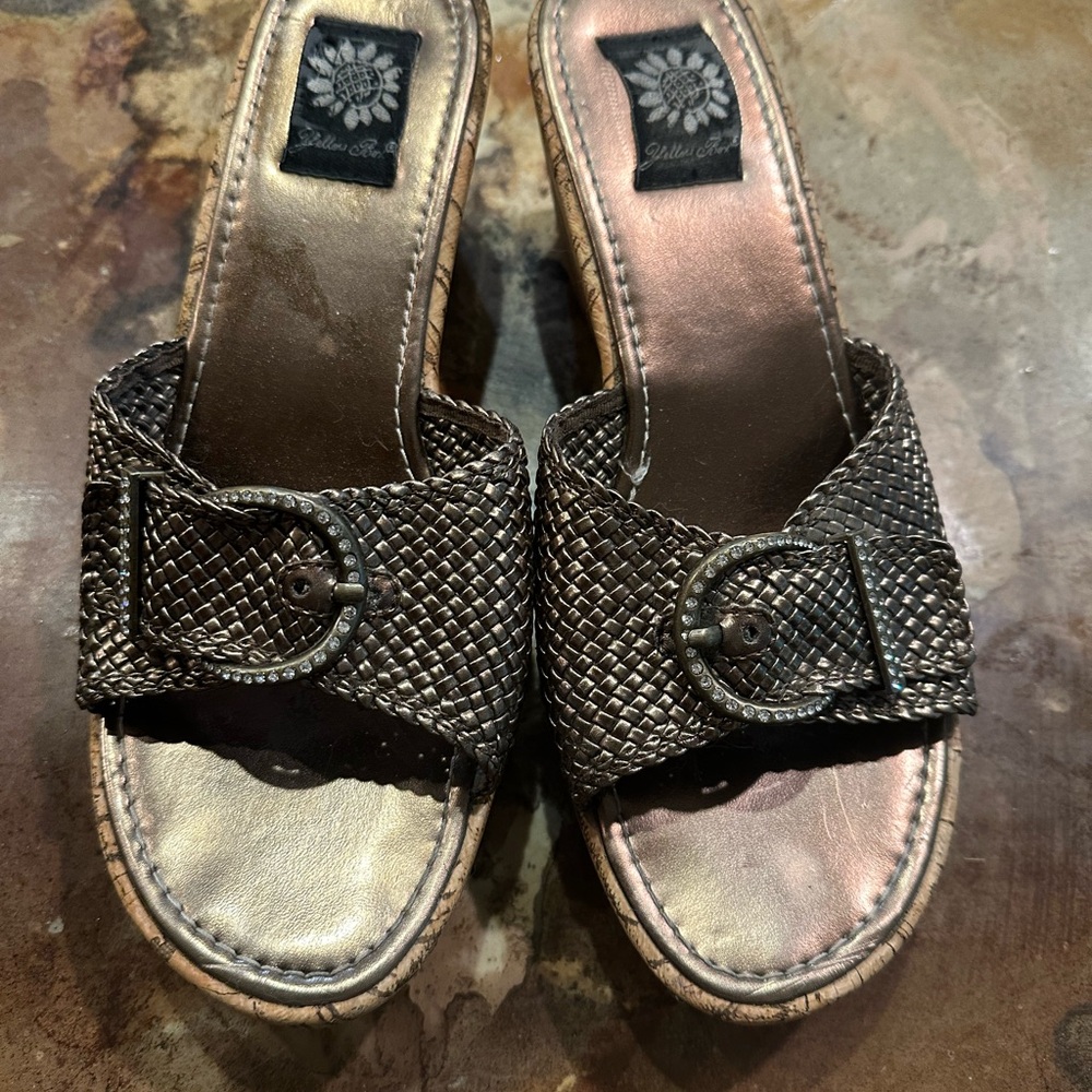 Yellow Box Bronze Woven Sandals